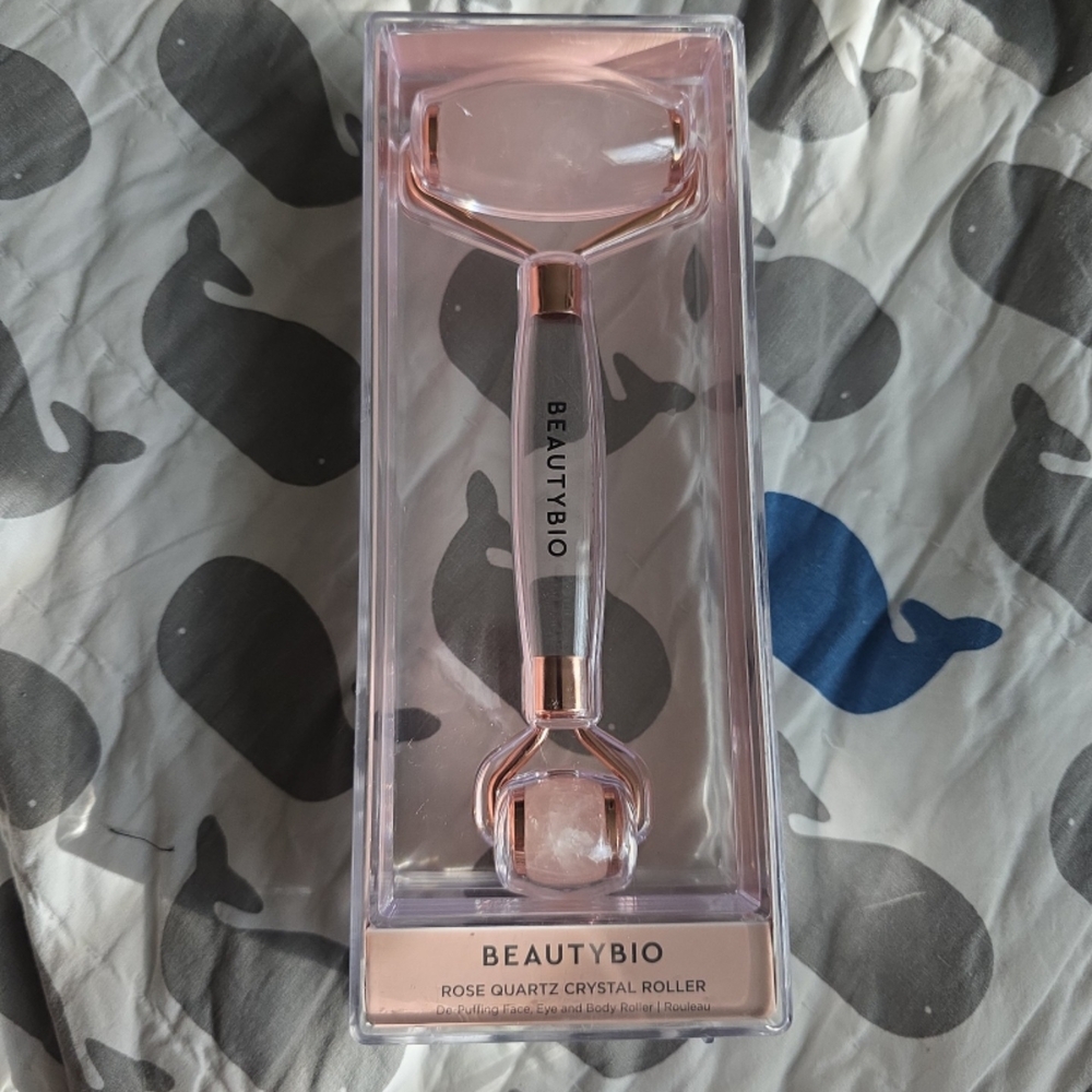 NIB BeautyBio Rose Quartz Roller and 5 Bbio Pads